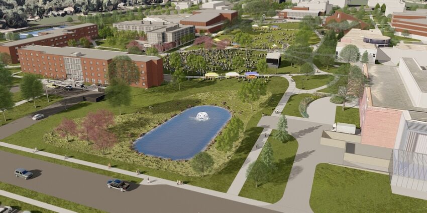 Curious about the construction? Renovations underway for Augustana University’s new campus green  – SiouxFalls.Business